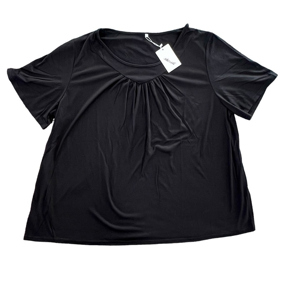 NWT Shiaili Black Plus Size Top 3X | Soft Comfy Everyday Tee - Picture 3 of 9